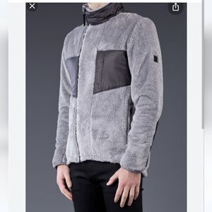 Isaora mens asymmetrical zip gray fleece winter cozy jacket Size Medium $690